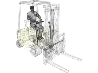 Forklift with Operator 3D Model preview
