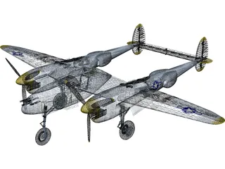 Lockheed P-38 Lightning 3D Model preview