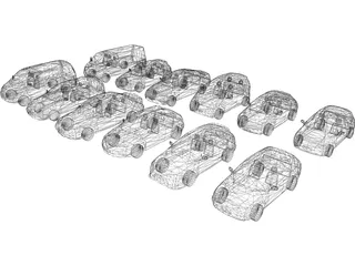 Cars Pack Low Poly 3D Model preview