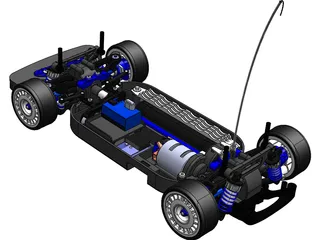 Tamiya TT01 RC Car Chassis 3D Model preview