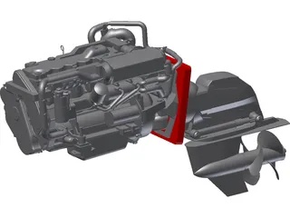 Yanmar Diesel Engine 3D Model preview