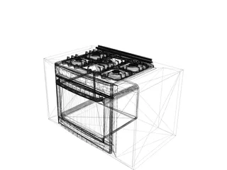 Stove Built-in 5 Burner 3D Model preview