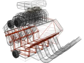 Funny Car Engine 3D Model preview
