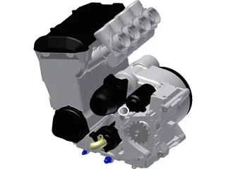 Kawasaki Engine and Sump 3D Model preview