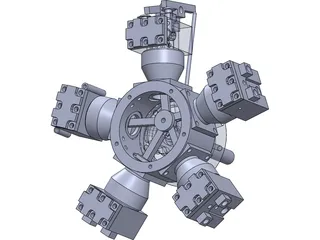 Liney Halo Radial Steam Engine 3D Model preview