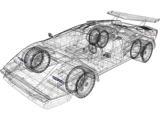 Lamborghini Countach LP500 3D Model preview