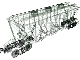 Railway Train Wagon 3D Model preview