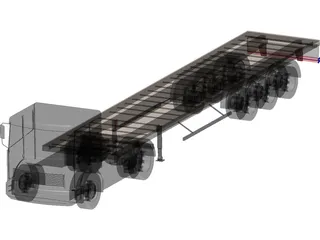 Flat Bed Truck 3D Model preview