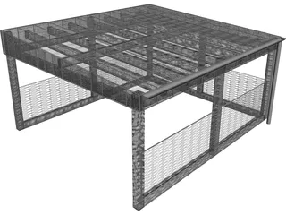 Carport with Metal Roof 3D Model preview