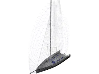 Mini Sail Boat 3D Model preview