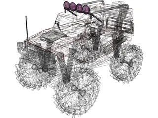 Hummer H3 4x4 Monster Truck 3D Model preview