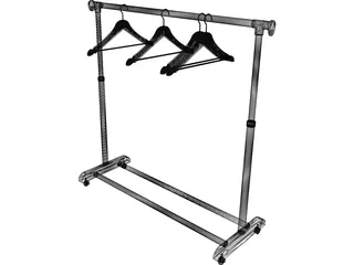 Clothes Rack with Hangers 3D Model preview