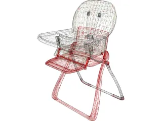Baby Highchair 3D Model preview