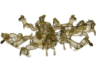 Chariot with Horses and other Creatures 3D Model preview