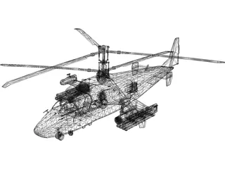 Kamov Ka-52 Attack Helicopter 3D Model preview