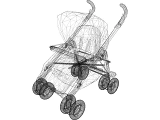 children Baby Carriage 3D Model preview
