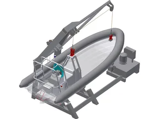 Davit and Inflatable Boat 3D Model preview