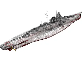 Battleship Tirpitz 3D Model preview