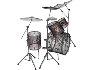 Pearl Drum Kit 3D Model preview