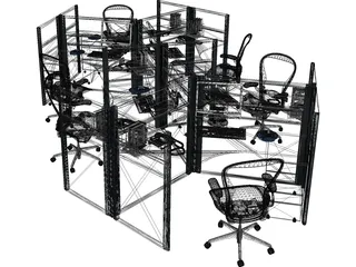 Office Table Workspace 3D Model preview
