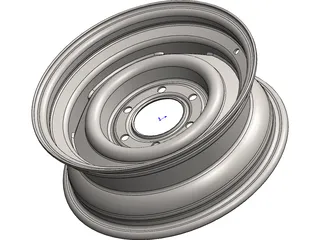 Steel Wheel 15 Inch 6 Lug 3D Model preview