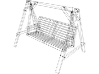 Garden Swing Bench 3D Model preview
