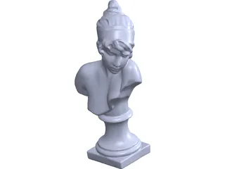 Woman Bust Torso Statue 3D Model preview