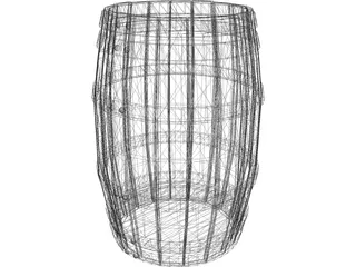 Wooden Barrel with Lids 3D Model preview