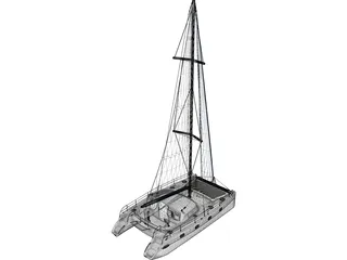 Catamaran Boat 3D Model preview