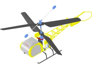 RC Helicopter Bell 47g 3D Model preview