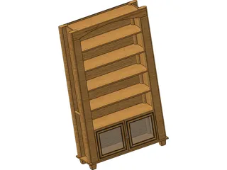 Oak Book Shelf 3D Model preview