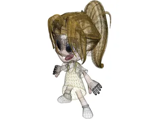Cartoon Kid Girl 3D Model preview