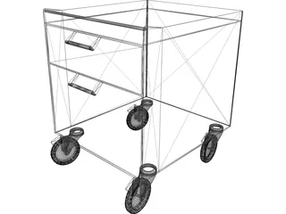 Aluminium Furniture with Wheels 3D Model preview