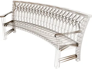 Curved Bench 3D Model preview