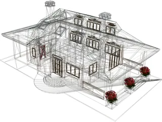 Wood House 3D Model preview