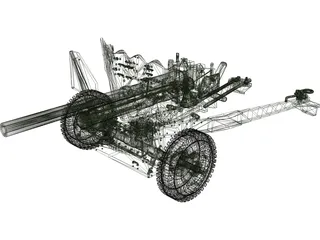 6 Pounder Anti-Tank Gun 3D Model preview