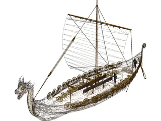 Dragon Longship with Sail 3D Model preview