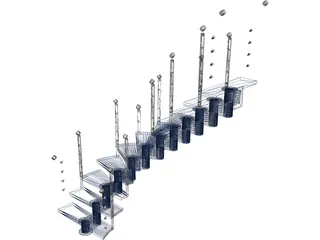 Stair Wood 3D Model preview
