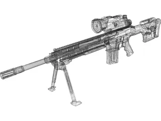 M110 Semi-Automatic Sniper System NV Scope 3D Model preview