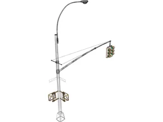 NYC Street Traffic Light 3D Model preview