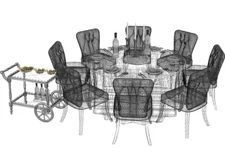 Kitchen Table with Chairs 3D Model preview