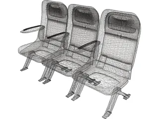 Airbus A320 Economy Seats 3D Model preview