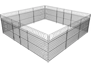 Metallic Fence 3D Model preview