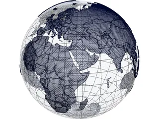 Globe Map Geopolitical Extruded 3D Model preview