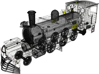 Narrow Gauge Steam Locomotive 3D Model preview