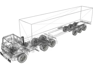 Kamaz with Trailer 3D Model preview