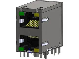 RJ45 Double Connector 3D Model preview