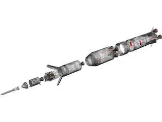Apollo Saturn V Rocket 3D Model preview