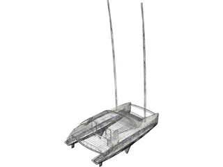 Sailing Catamaran 3D Model preview