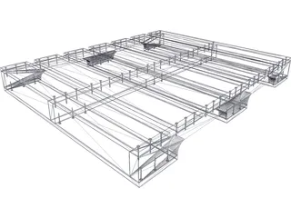Wooden Pallet 40W x 48D 3D Model preview